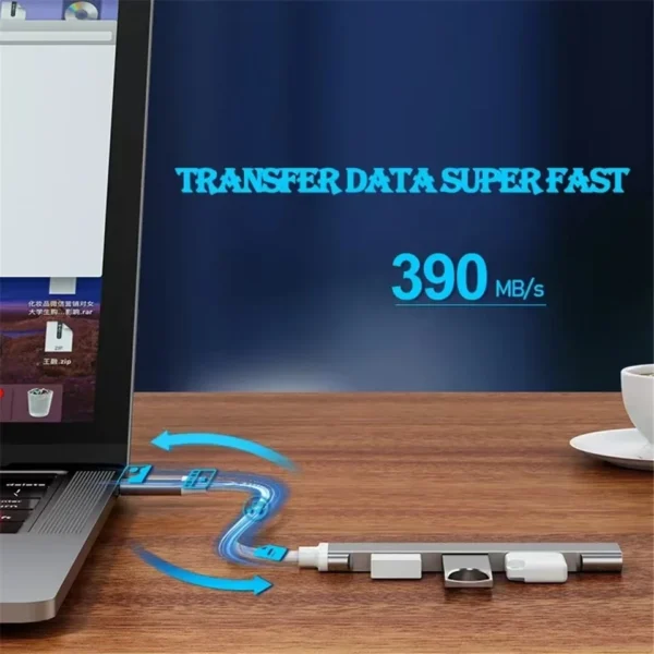 ฮับ USB, ฮับ USB 3.0 4 พอร์ต, ฮับข้อมูลแบบพกพาบางเฉียบที่ใช้งานได้สําหรับ Pro, Air, Mini/Pro, Surface Pro, แล็ปท็อปพีซี, โน้ตบุ๊ก, แฟลชไดรฟ์