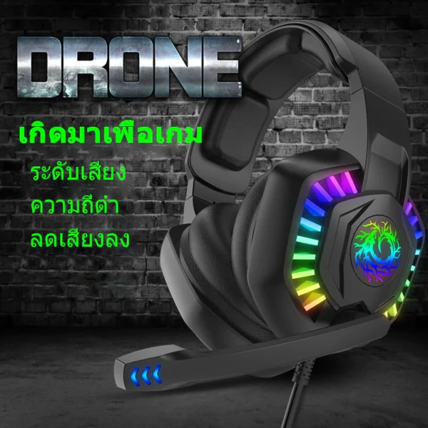 หูฟังเล่นเกมคอมพิวเตอร์แบบครอบหูตัดเสียงรบกวน RGB ชุดหูฟังพร้อมไมโครโฟน Gaming Headset เหมาะสำหรับคอมพิวเตอร์