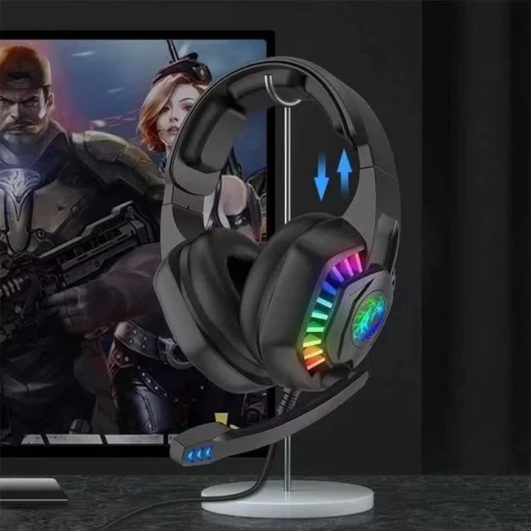 หูฟังเล่นเกมคอมพิวเตอร์แบบครอบหูตัดเสียงรบกวน RGB ชุดหูฟังพร้อมไมโครโฟน Gaming Headset เหมาะสำหรับคอมพิวเตอร์