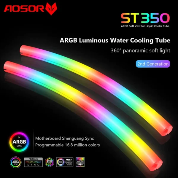 ท่อชุดน้ำ Coolmoon AOSOR ST350 Neon Light Tube vest casing ARGB 3pin 5V for Liquid cooling