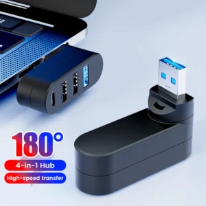 180° หมุนได้ 4 พอร์ต USB 3.0 2.0 Hub Type C การถ่ายโอนข้อมูลความเร็วสูง U Disk Splitter Adapter สําหรับแล็ปท็อป MacBook